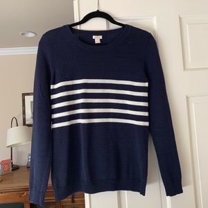 Blue and White Striped J Crew Sweater